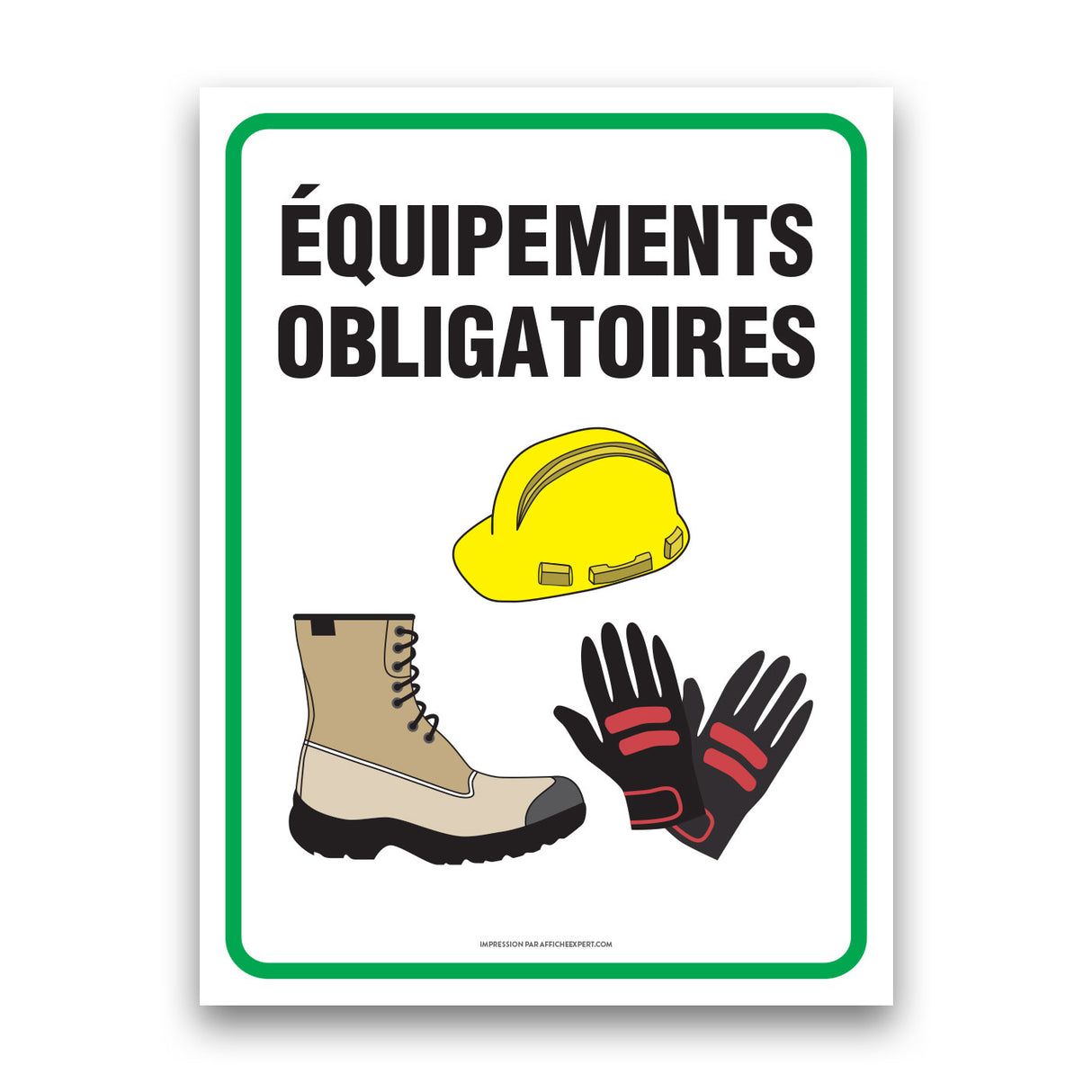 Équipments obligatoires (Casque, bottes et gants)