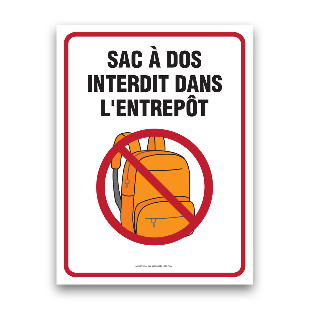 Sac à dos intedit dans l'entrepôt