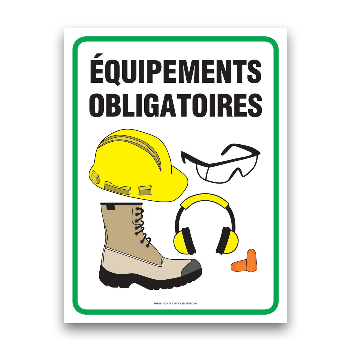 Casque, protection auditive, bottes et lunettes obligatoires