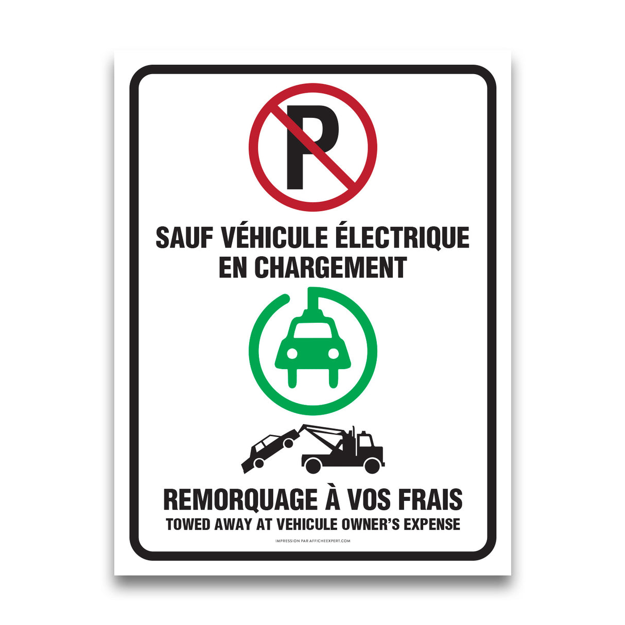 Stationnement réservé - véhicule électrique en charge seulement