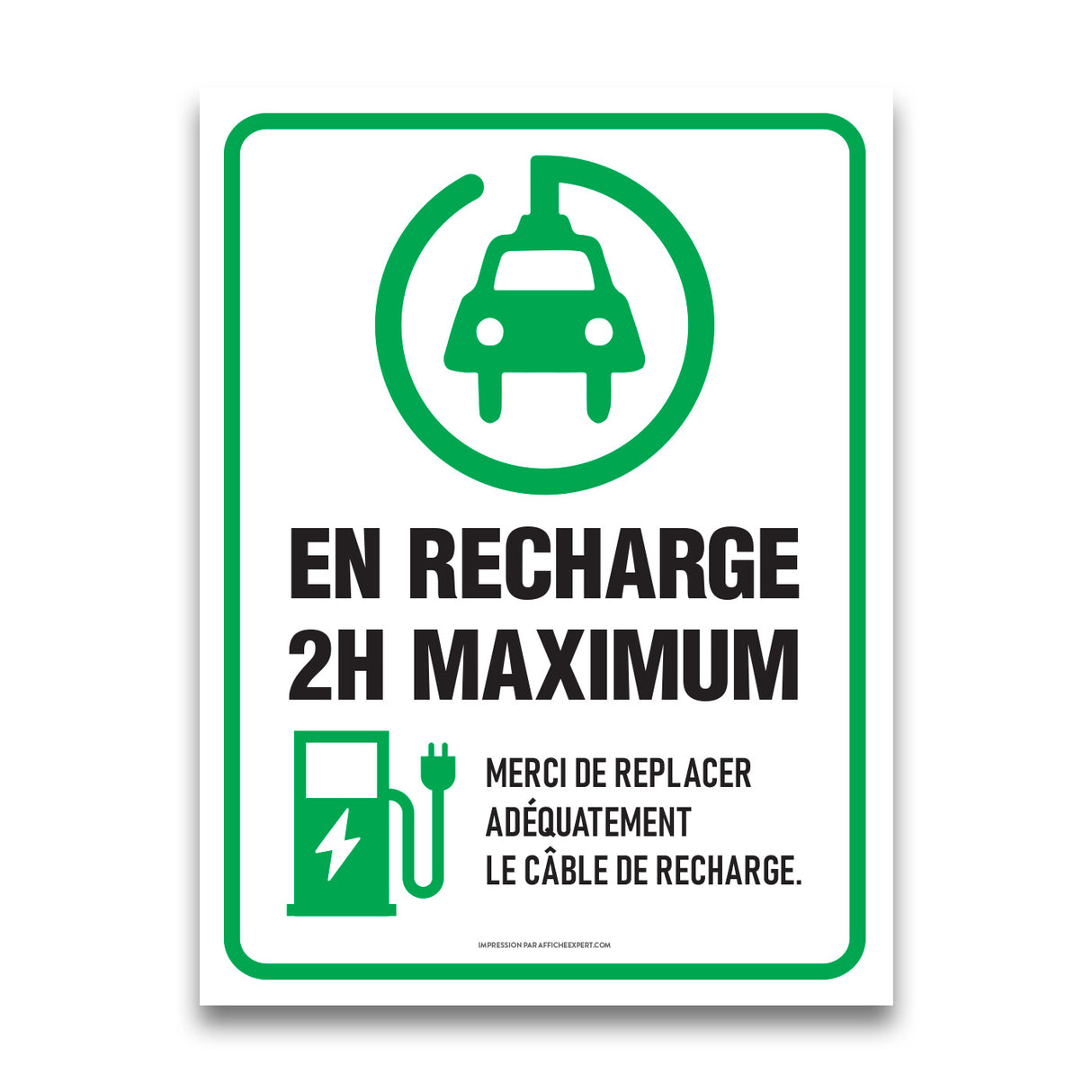 Véhicule en recharge 2h max - Cable de recharge (Véhicule électrique)