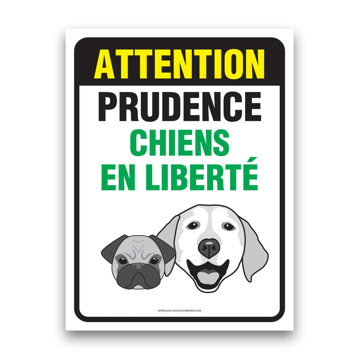 Attention - Prudence - Chiens en liberté