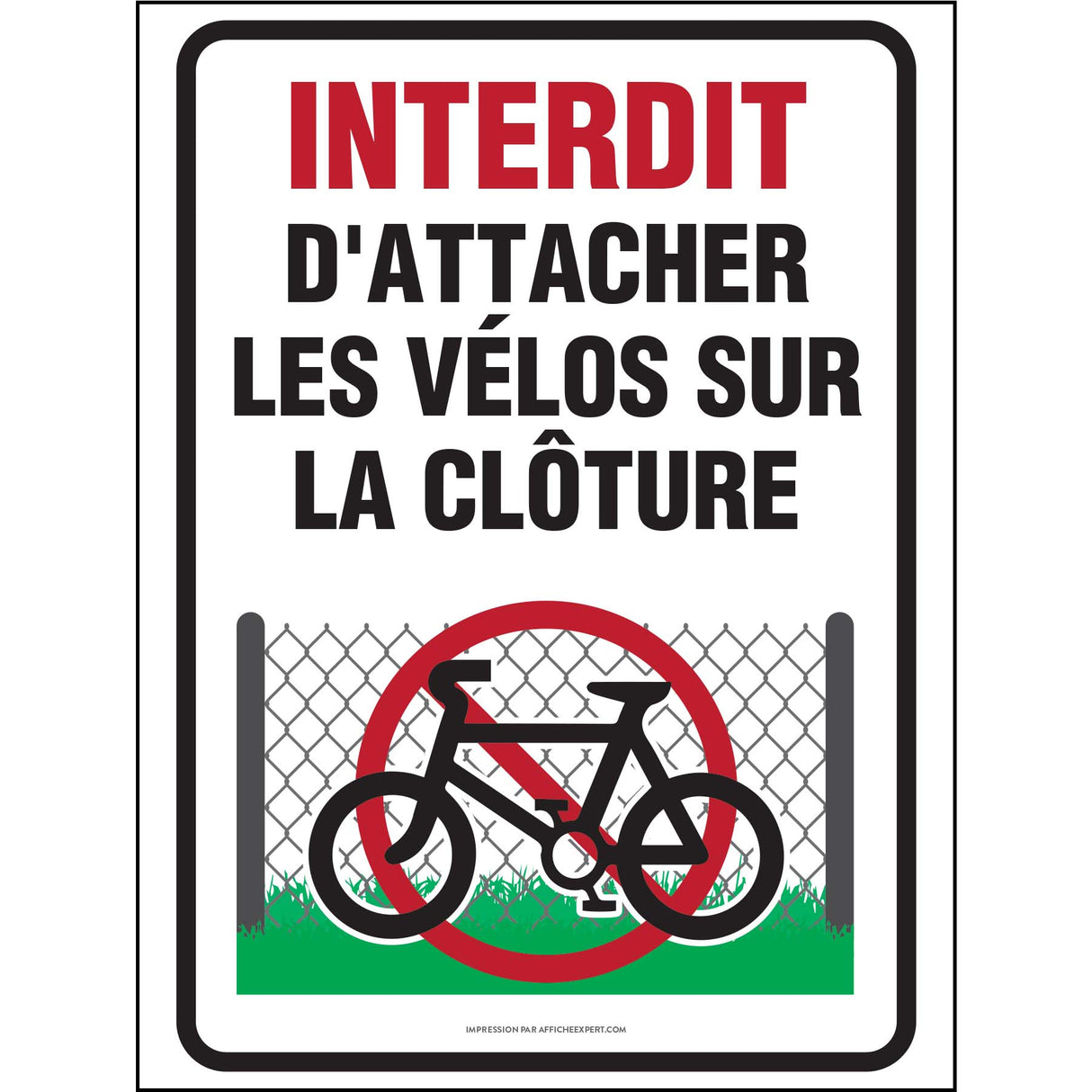 Interdit d'attacher les vélos sur la clôture