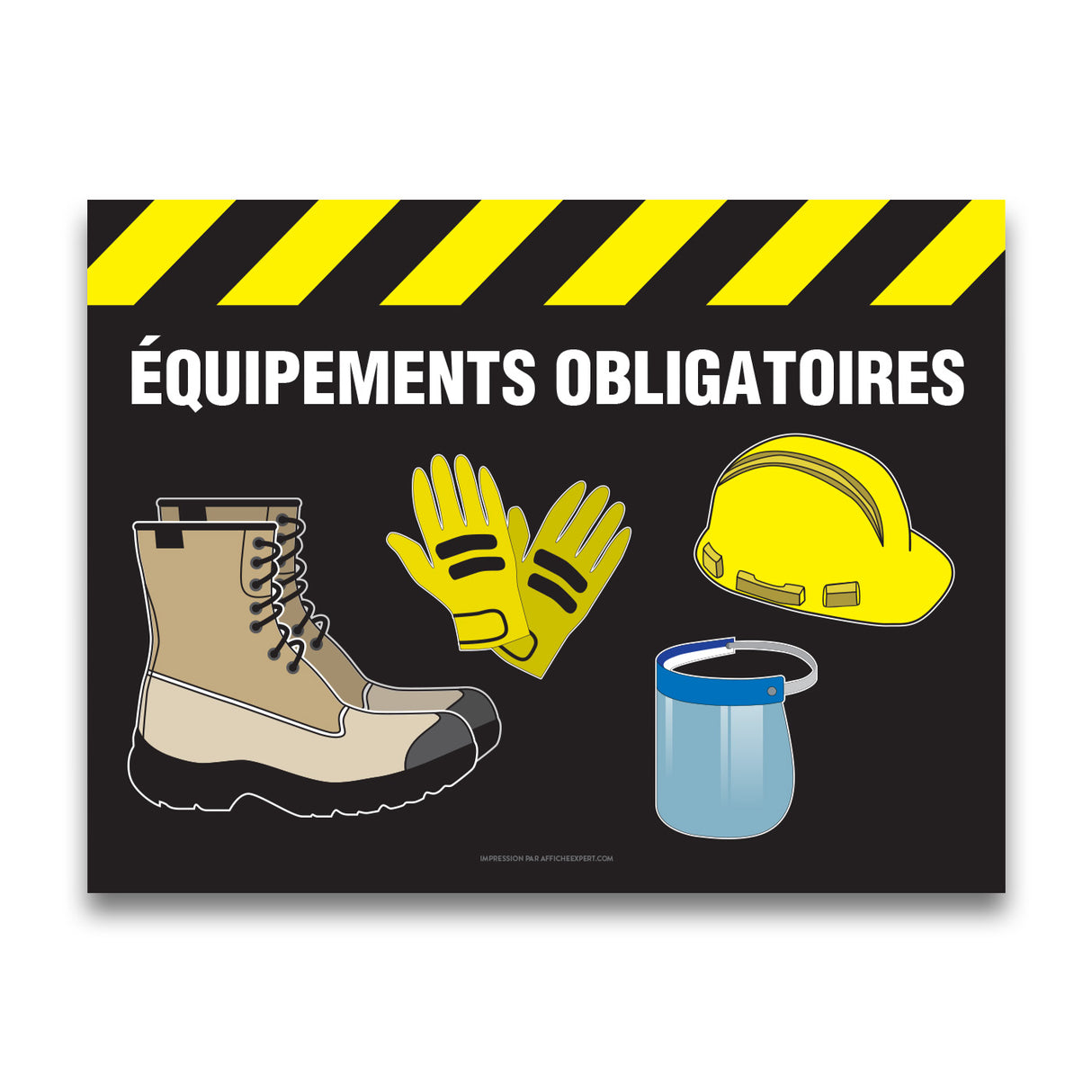 Équipments obligatoires (Casque, bottes, gants et protecteur facial)