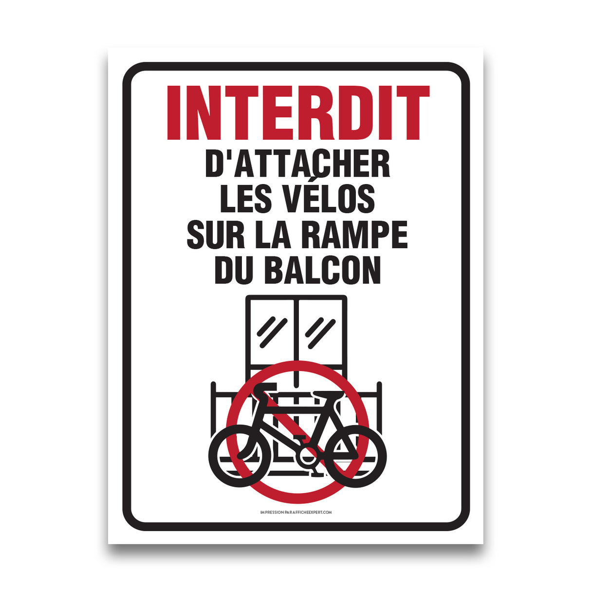Interdit d'attacher les vélos sur la rampe du balcon