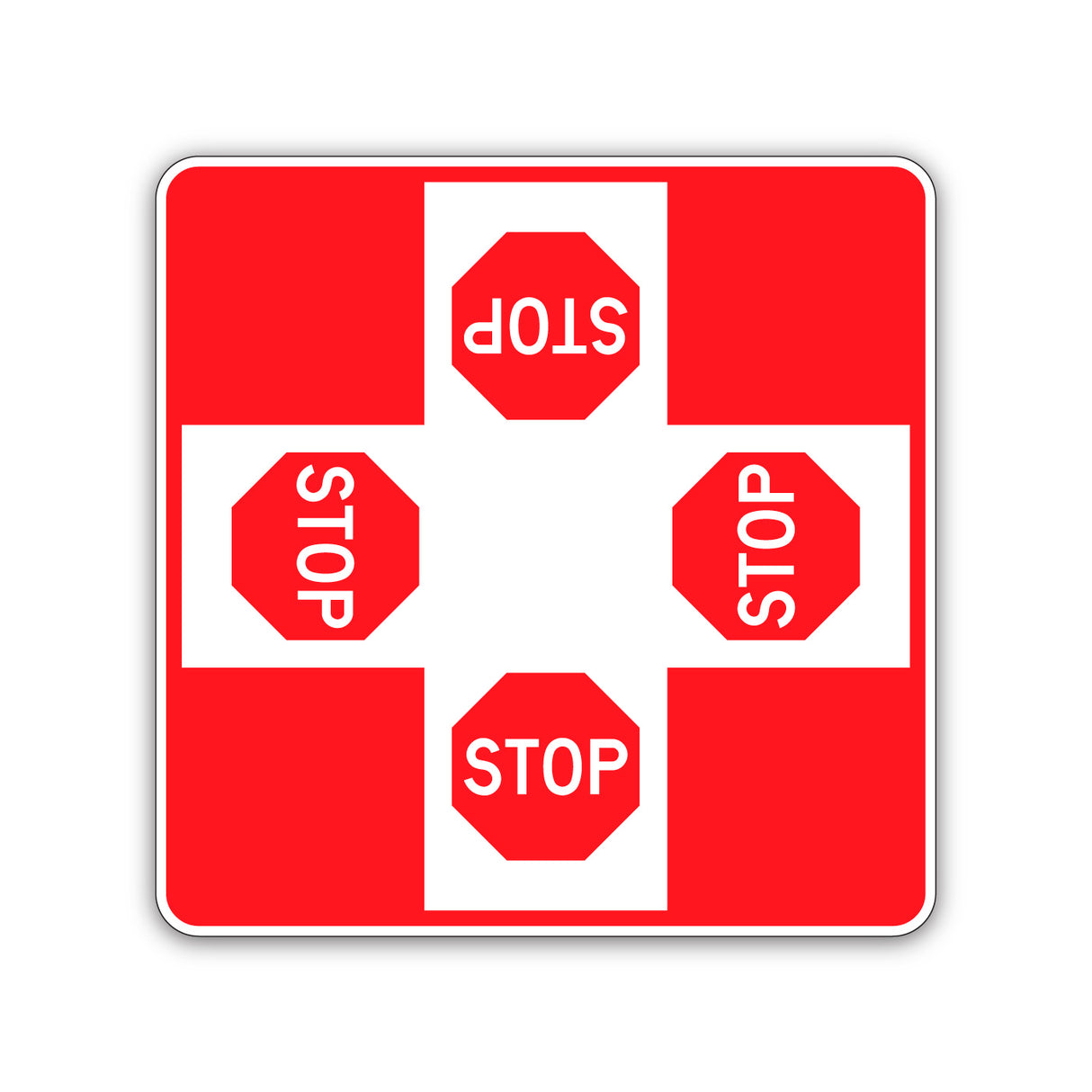 Stop sur toutes les approches à une intersection (panonceau) (P-10-P-1-S)