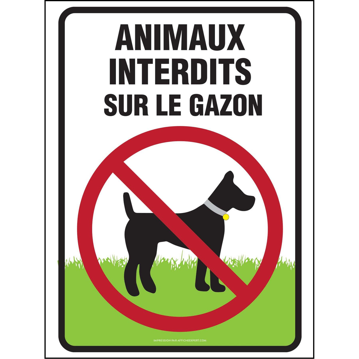 Affiche - Animaux interdit sur le gazon
