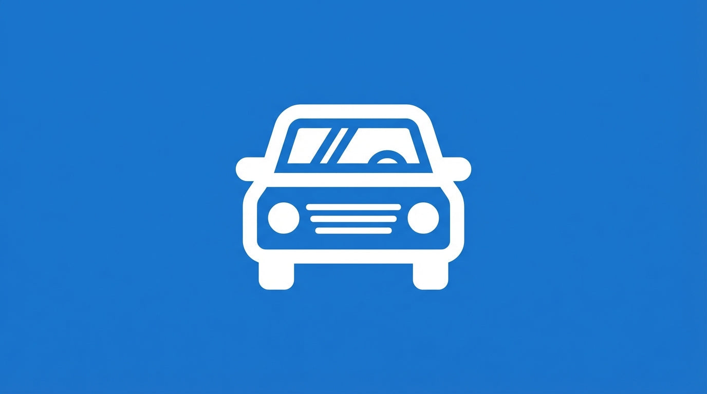 Pictogramme de voiture sur fond bleu représentant la signalisation de stationnement hivernal