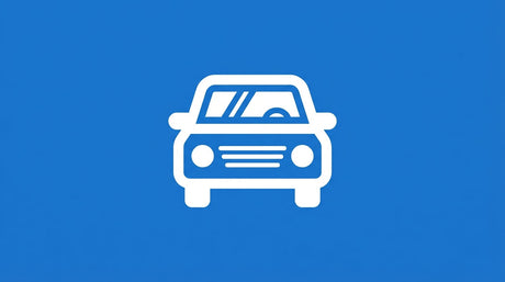 Pictogramme de voiture sur fond bleu représentant la signalisation de stationnement hivernal