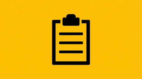 Pictogramme de liste de vérification sur fond jaune, représentant la révision annuelle de la signalétique SST