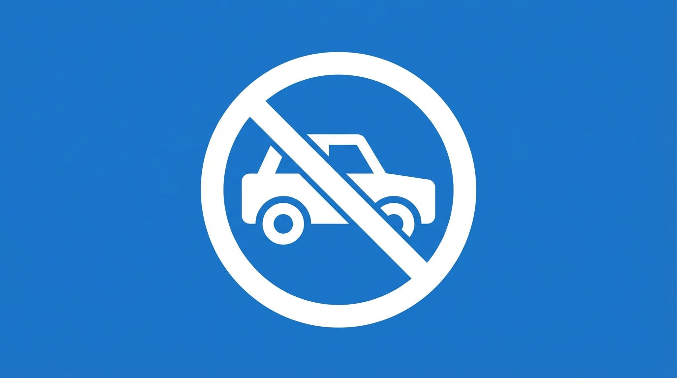 Pictogramme d'une voiture avec un symbole d'interdiction pour signalisation de stationnement