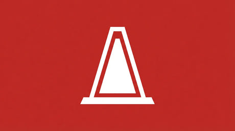 Pictogramme de cône de signalisation sur fond rouge foncé représentant l'affichage des zones de travail temporaires