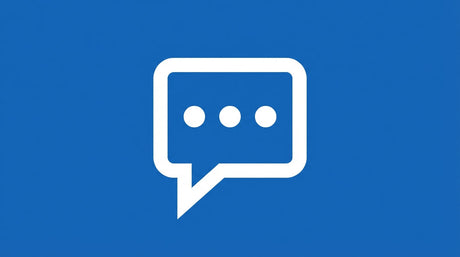 Pictogramme de bulle de dialogue sur fond bleu foncé représentant les obligations linguistiques de l'affichage commercial au Québec