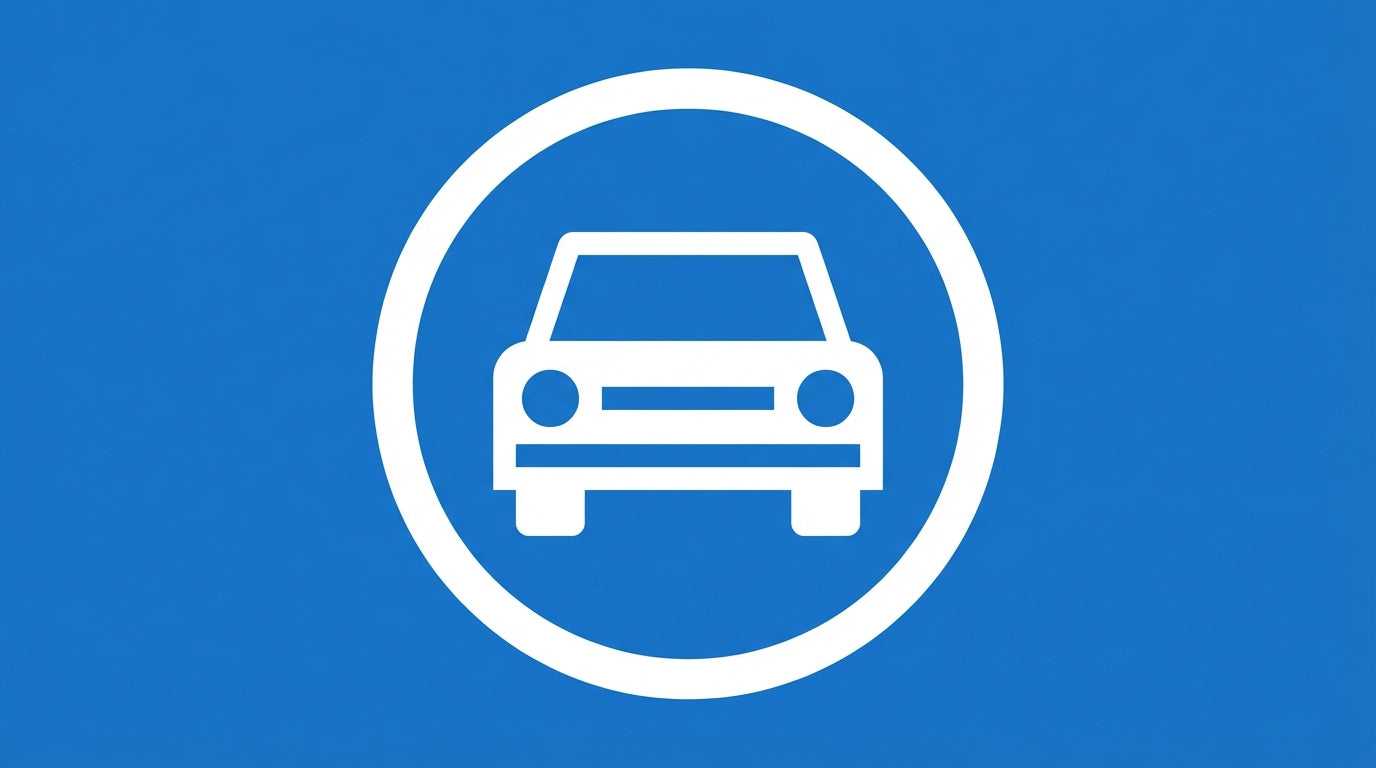 Pictogramme d'une voiture illustrant la signalétique de stationnement commercial