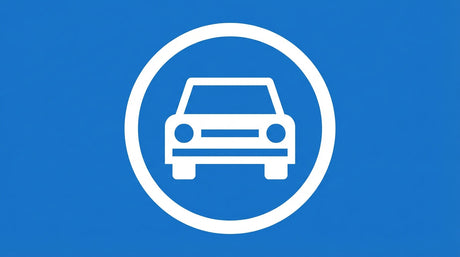 Pictogramme d'une voiture illustrant la signalétique de stationnement commercial