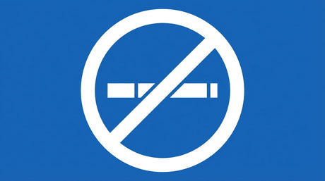 Pictogramme d'interdiction de fumer sur fond bleu