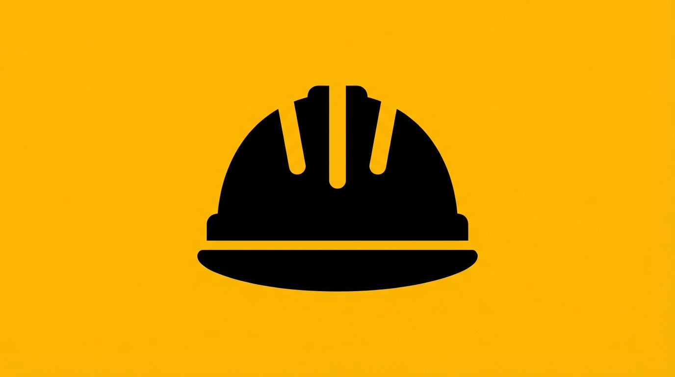 Pictogramme de casque de sécurité sur fond jaune, représentant l'équipement de protection obligatoire au travail