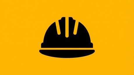 Pictogramme de casque de sécurité sur fond jaune, représentant l'équipement de protection obligatoire au travail