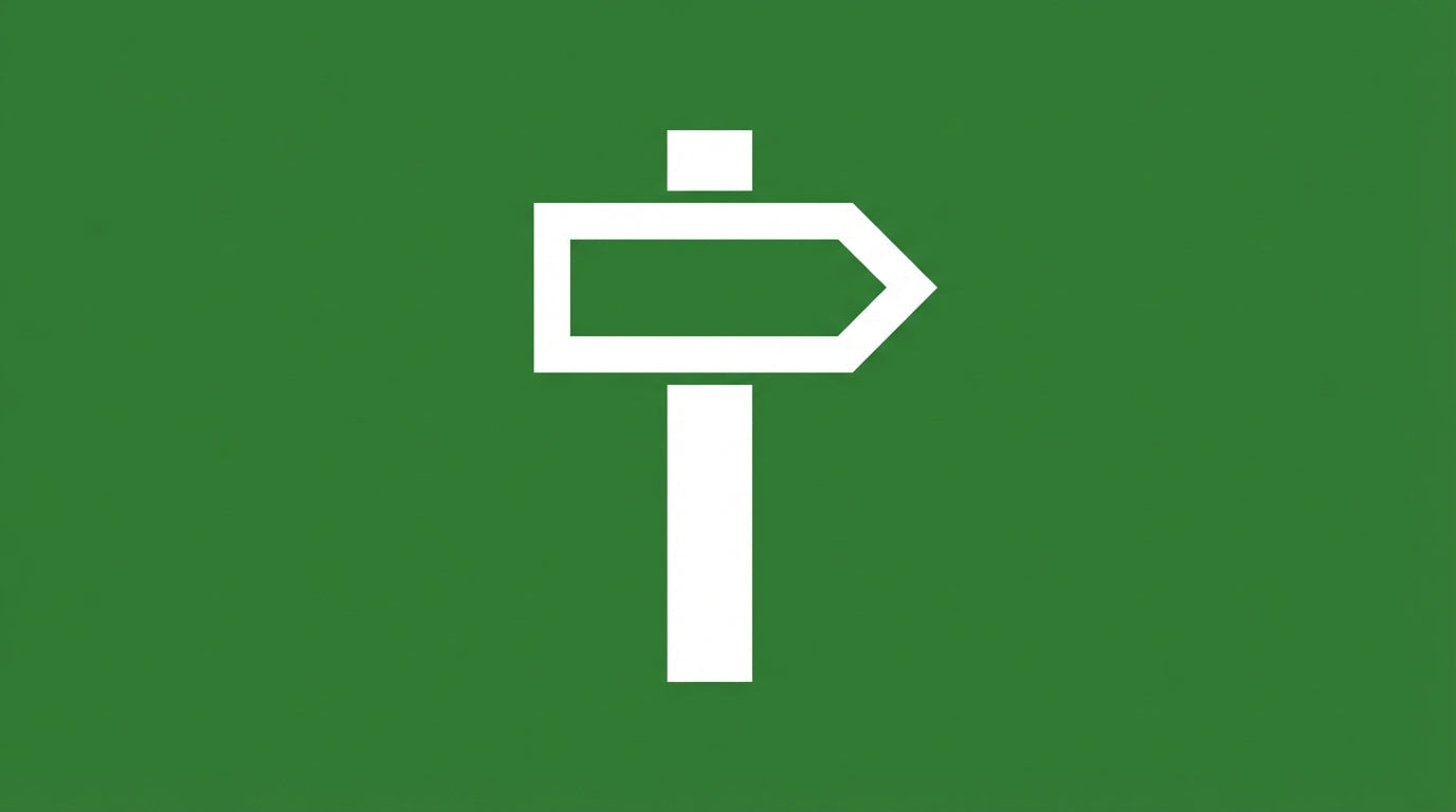 Pictogramme d'un poteau de signalisation de sentier avec flèche directionnelle