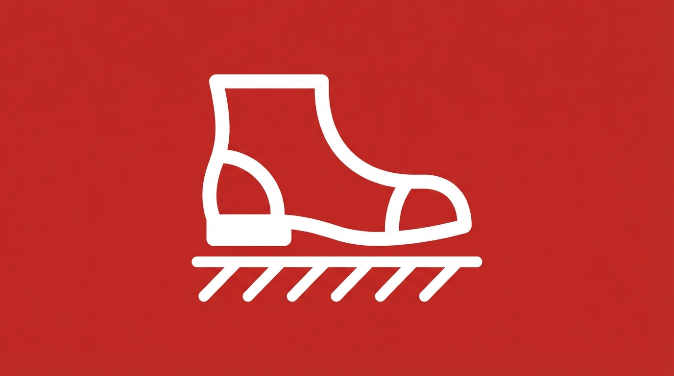 Pictogramme d'avertissement de surface glissante sur fond rouge foncé