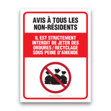 Interdiction de déposer vos déchets