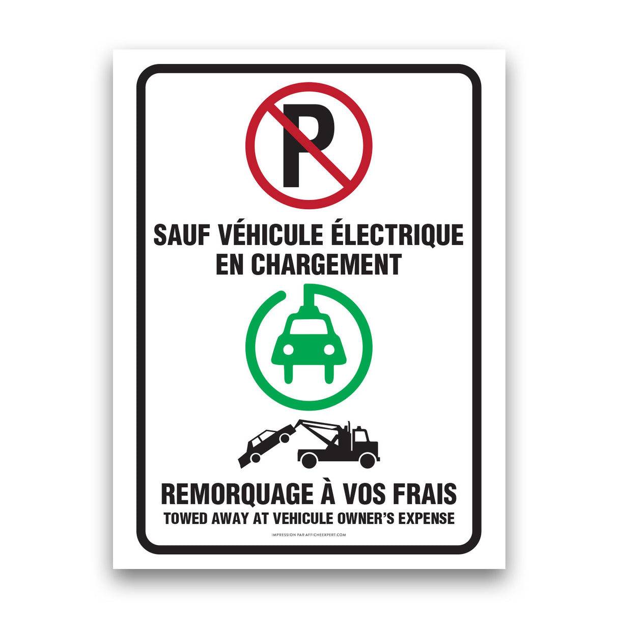 Stationnement réservé - véhicule électrique en charge seulement