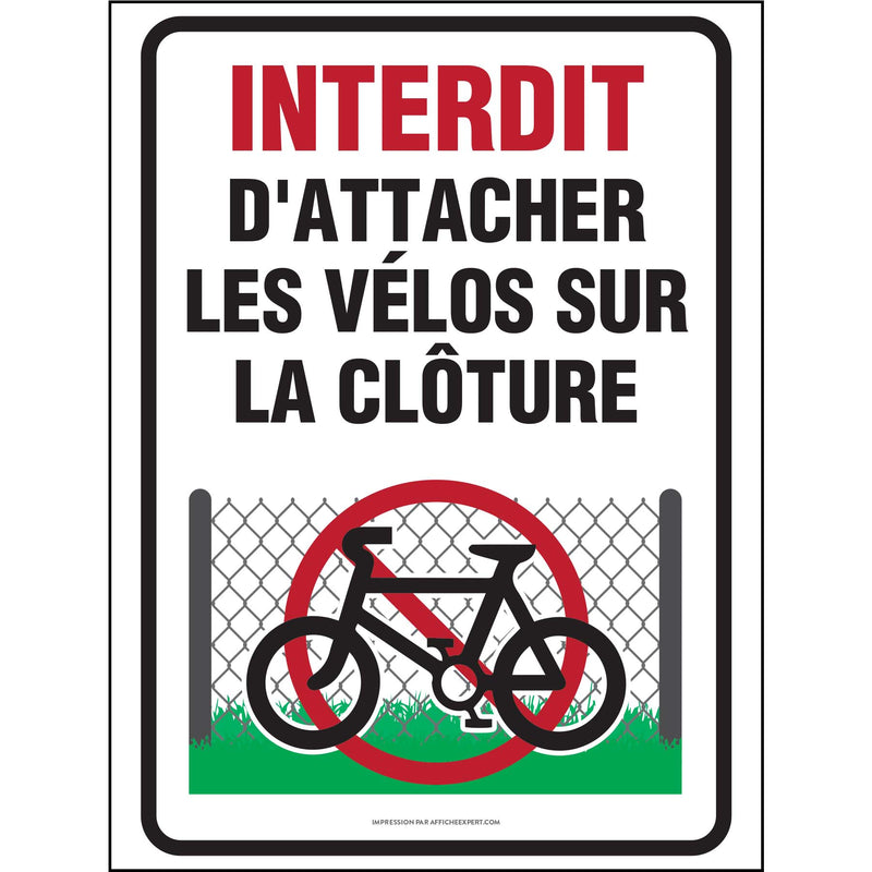 Interdit d'attacher les vélos sur la cloture