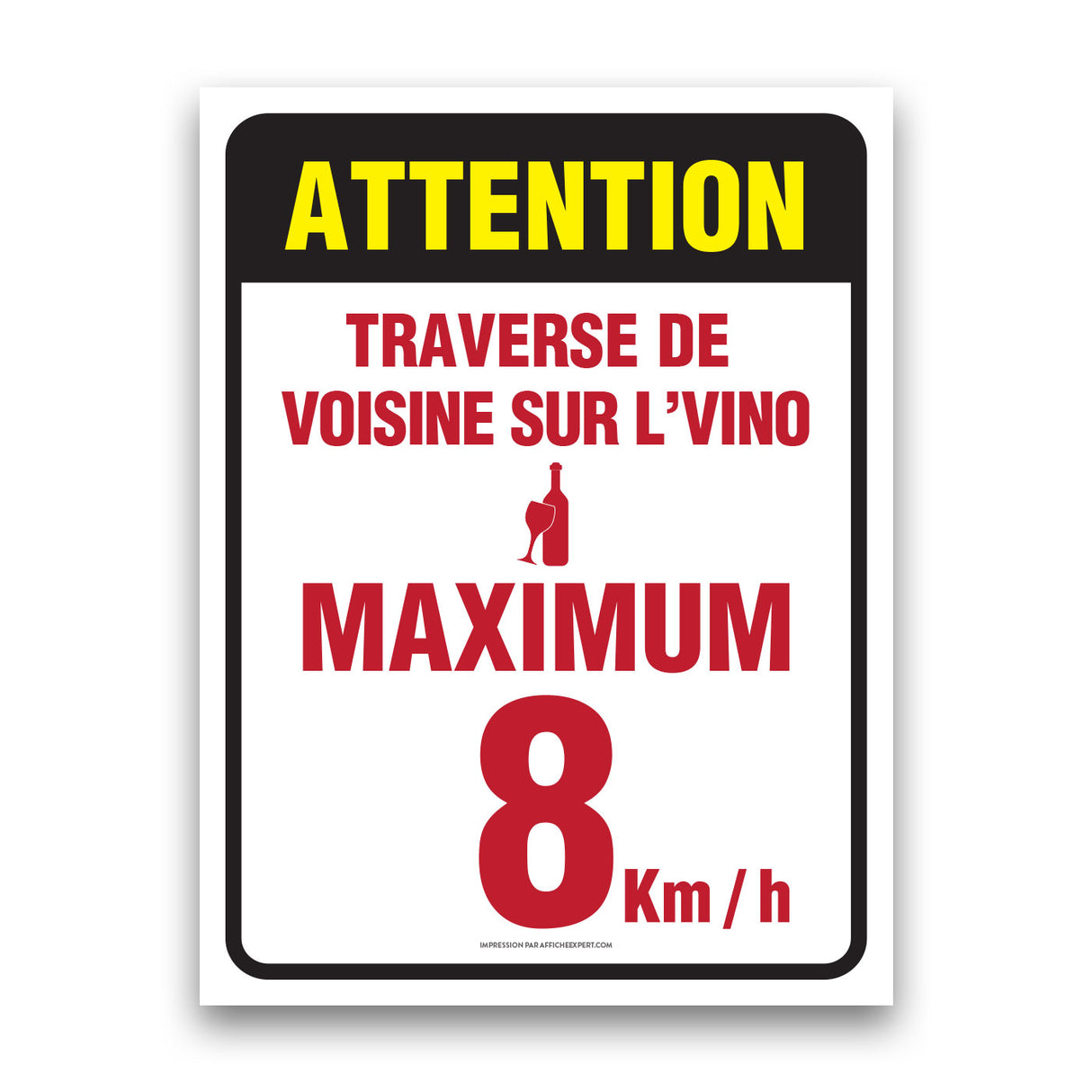 Attention - Traverse de voisine sur l'vino - Maxmum 8 km/h