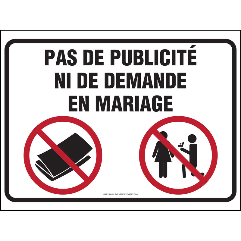 Pas de publicité ni de demande en mariage