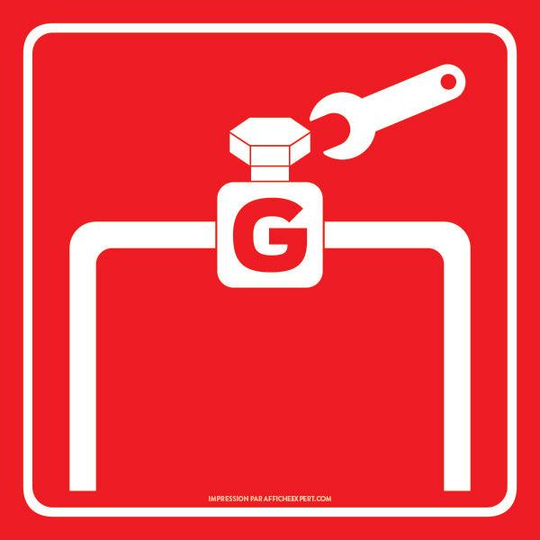 Sign - "Valve de gaz naturel"