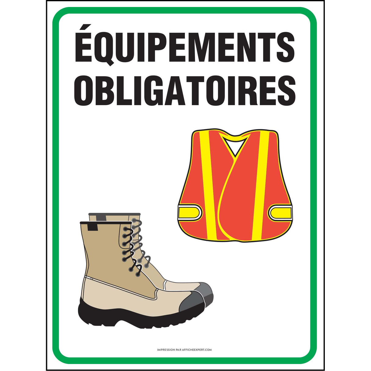 Sign - "Équipements obligatoires (Bottes et dossard)"