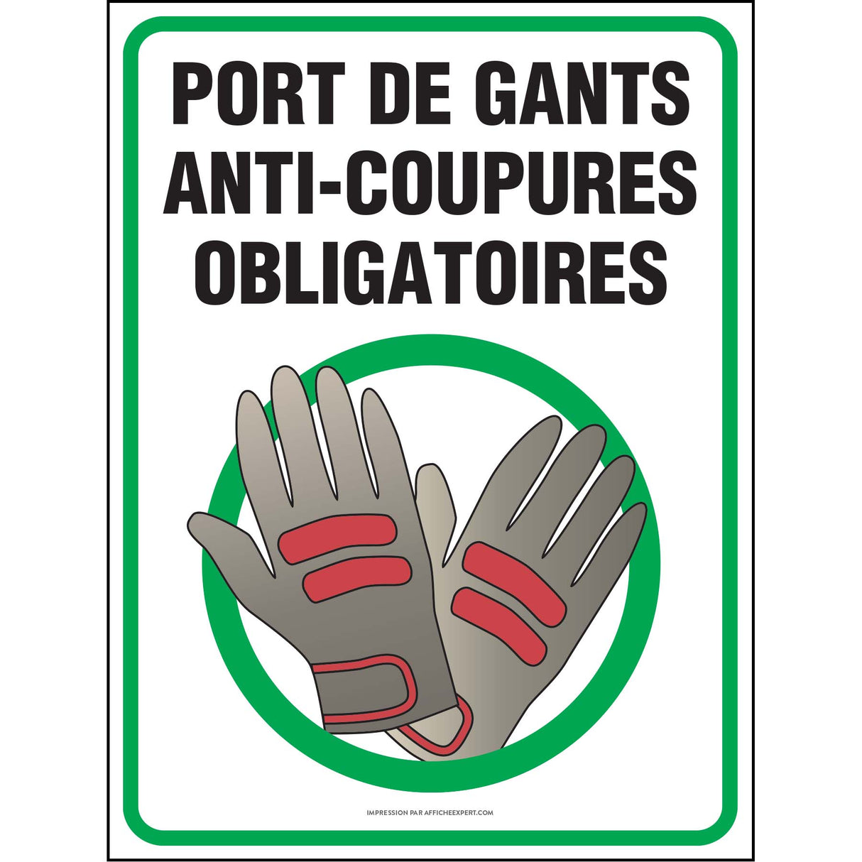 Sign - "Gants anti-coupures obligatoires"