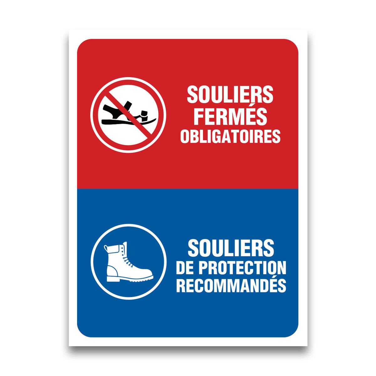 Souliers fermés obligatoires / Souliers de protection recommandés