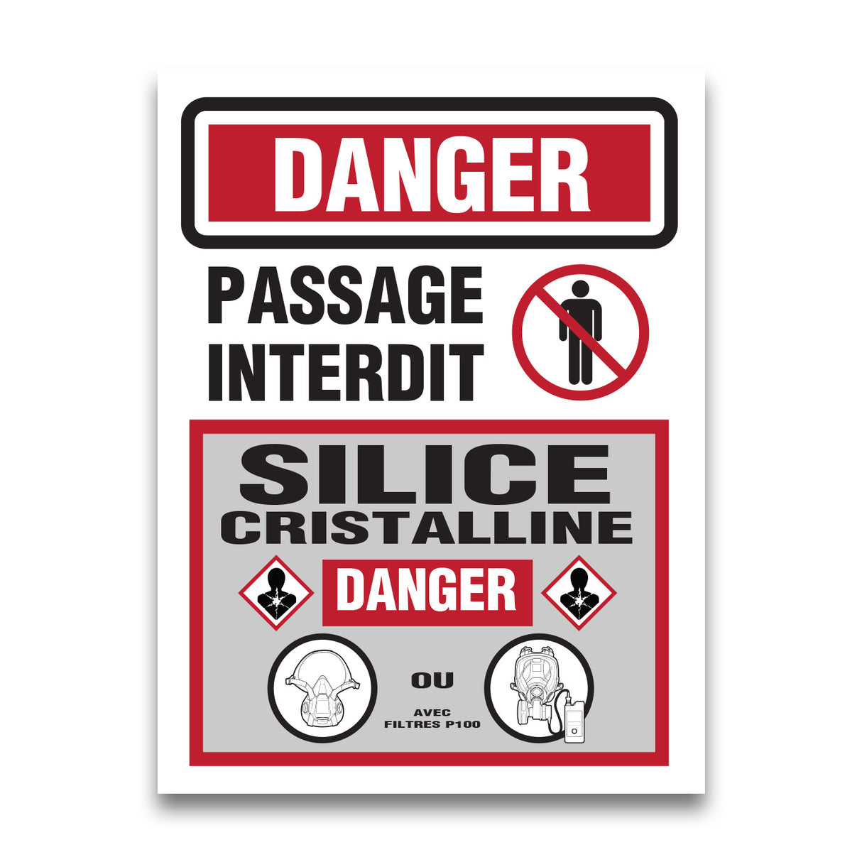 Danger Silice Cristalline- Passage interdit