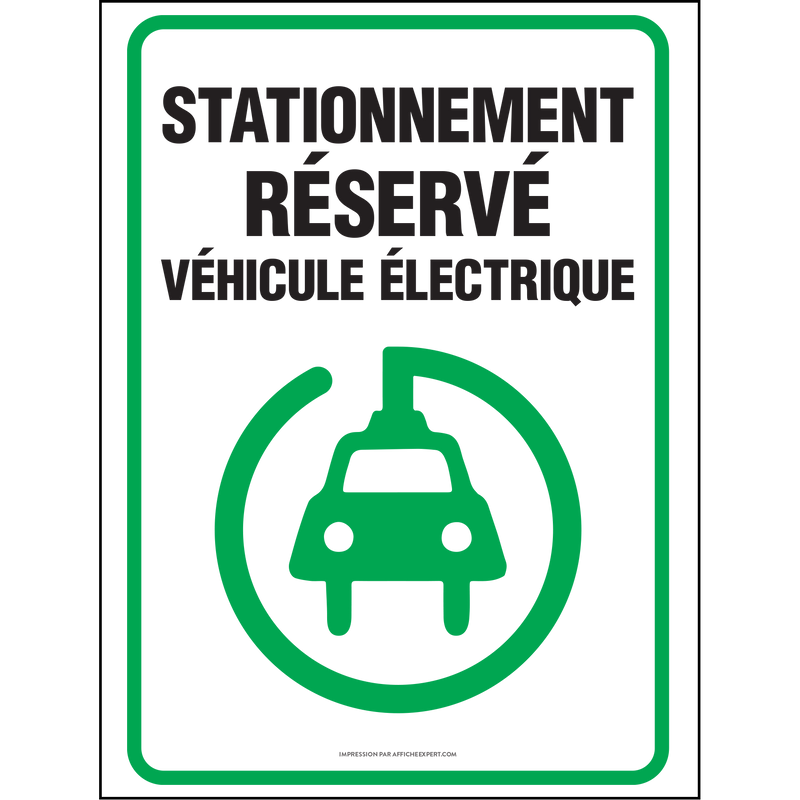 Affiche - Stationnement réservé - véhicule électrique