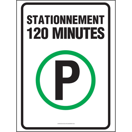 Affiche stationnement permis 120 minutes