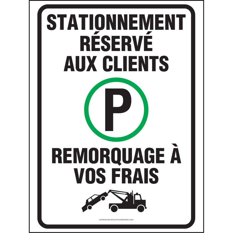 Affiche - Stationnement réservé - Réservé aux clients
