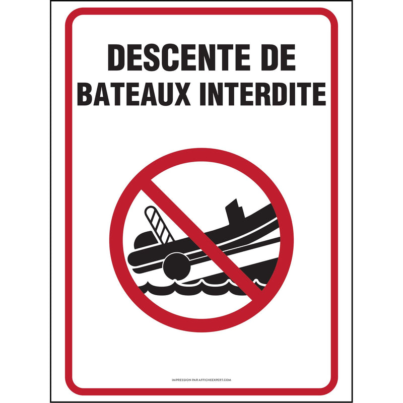 Affiche - Descente de bateaux interdite