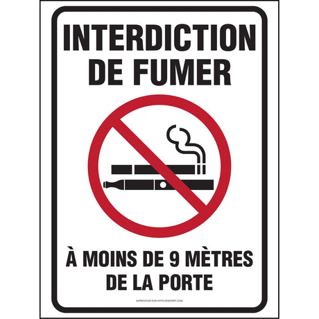 Affiche - Interdiction de fumer / vapoter (9m de la porte)