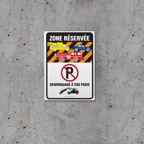 Affiche - Zone stationnement interdit (véhicules urgences)