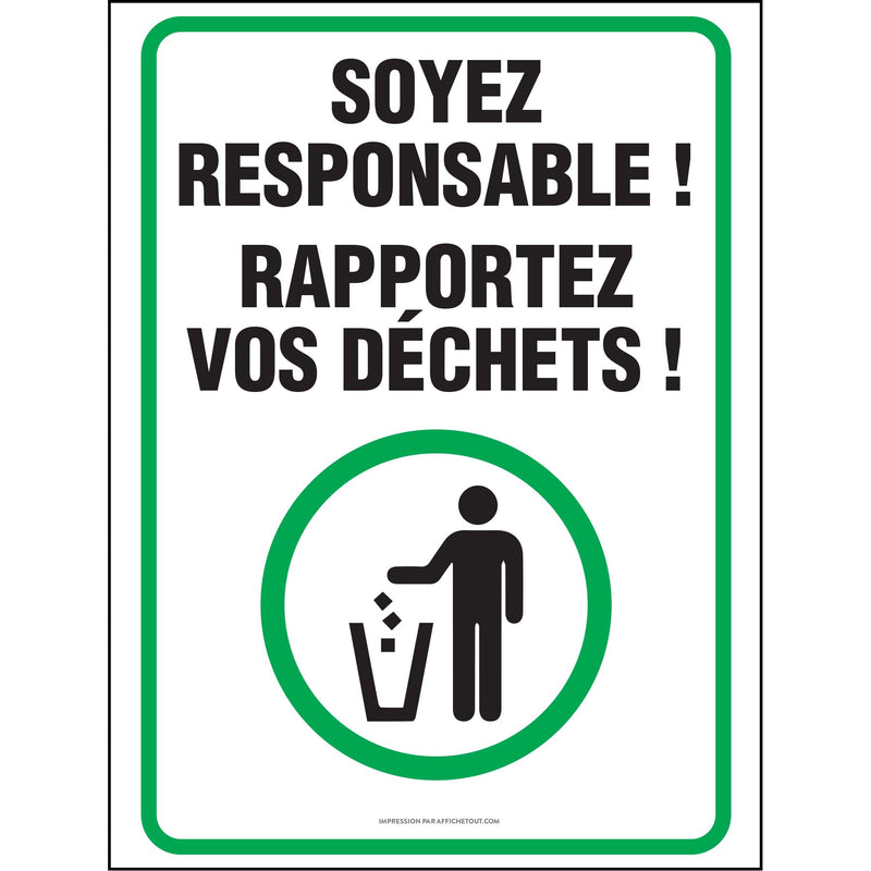 Affiche - Soyez responsable - Rapporter vos déchets