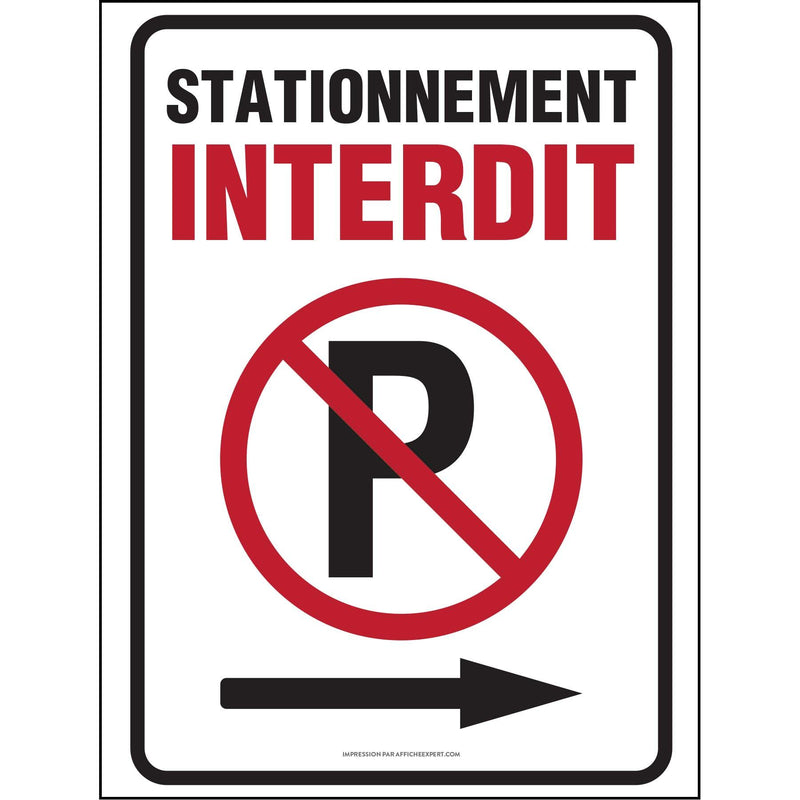 Affiche - Stationnement Interdit (Flèche droite)