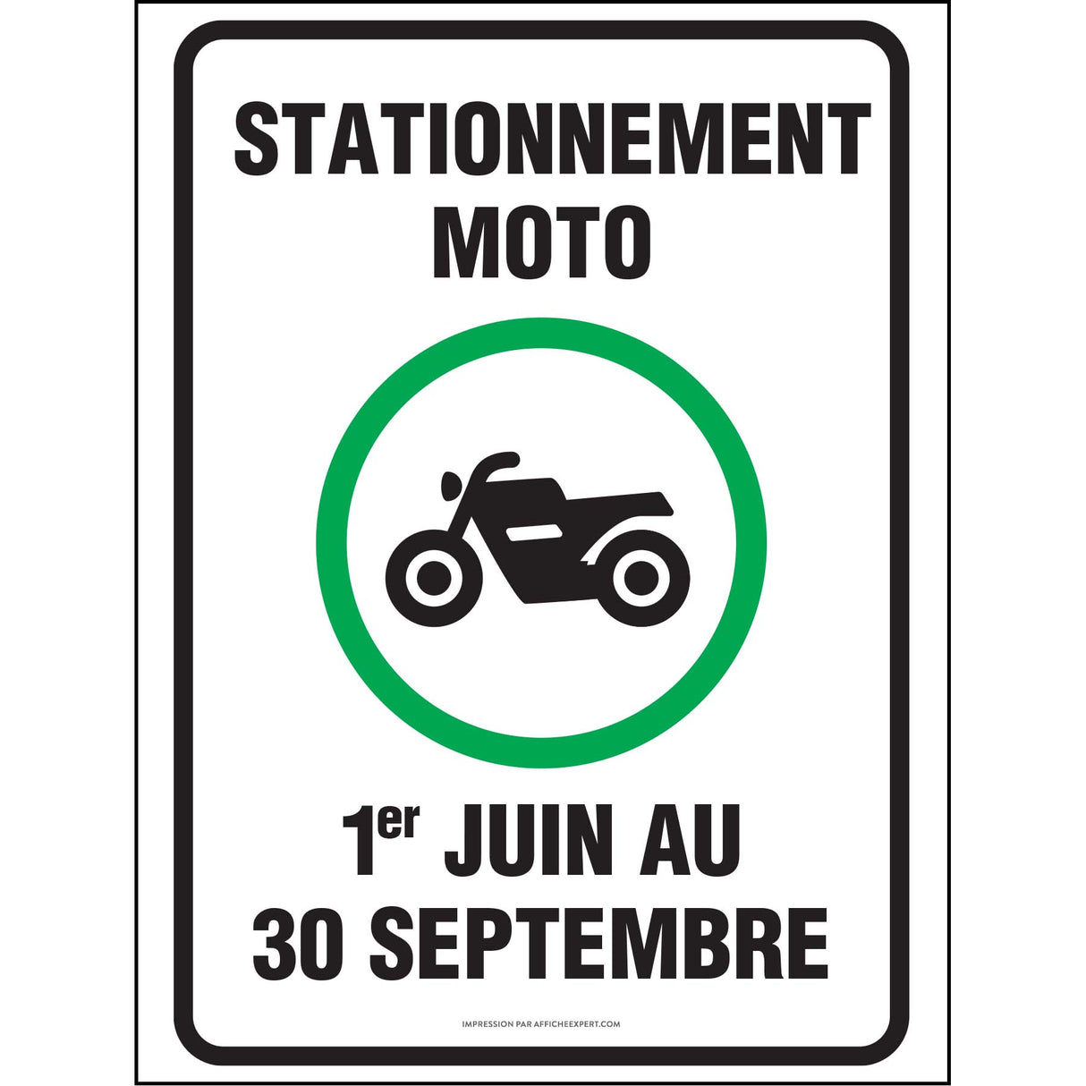 Stationnement réservé moto - 1er juin au 30 septembre