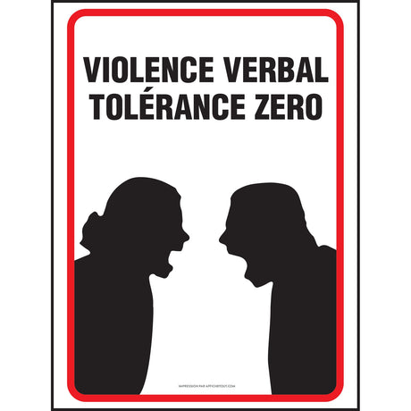 Affiche - Violence verbal - Tolérance zéro